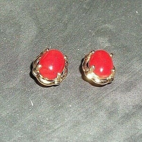 Italian Coral 14kt Gold Earrings