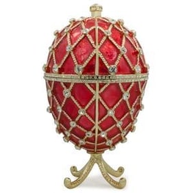 Russian Royal Trellis Jeweled Trinket Box Egg