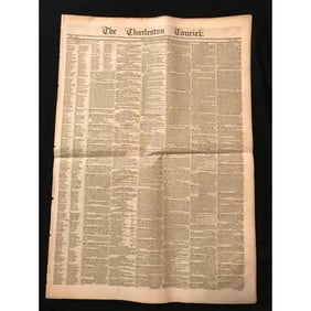 19thc Pre Civil War Charleston South Carolina Newspaper
