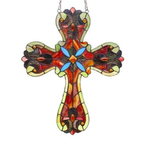 Stained Art Glass Hanging Cross