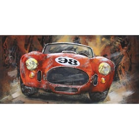 Racing Car Mixed Media Painting