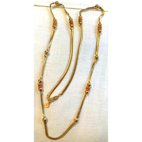 Designer GIVENCHY Gold Enamel Crystal Necklace