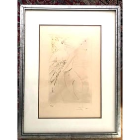 Signed Dali, Handcolored Etching, Thou Art All Faire, My Love