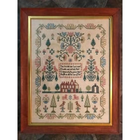 Vintage Needlecraft Framed Linen Sampler