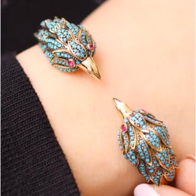 Bronze Turquoise Inlaid Eagle Bird Bracelet