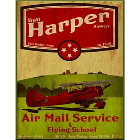 Harper Air Mail Service Metal Pub Bar Sign