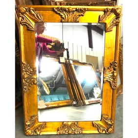 Florentine Style Carved Gilt Wood Beveled Mirror