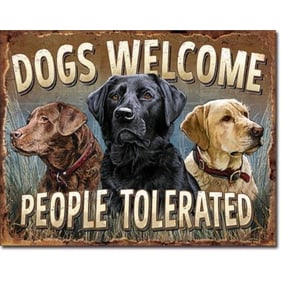 Dogs Welcome Metal Pub Bar Sign