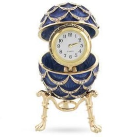 Russian Enamel Quartz Clock, Trinket Jewel Box