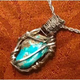 Blue Turquoise Sterling Silver Pendant