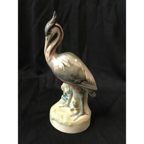 Art Deco German Porcelain Heron Figurine