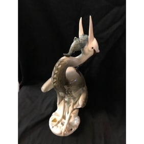 Rare Royal Dux Porcelain Majestic Blue Heron Statue