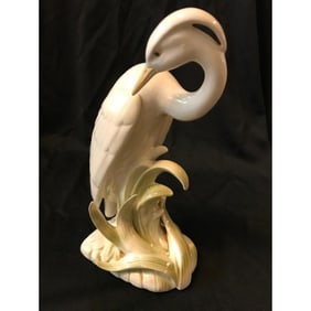 Fitz Floyd White Heron, Egret Porcelain Statue Bookend