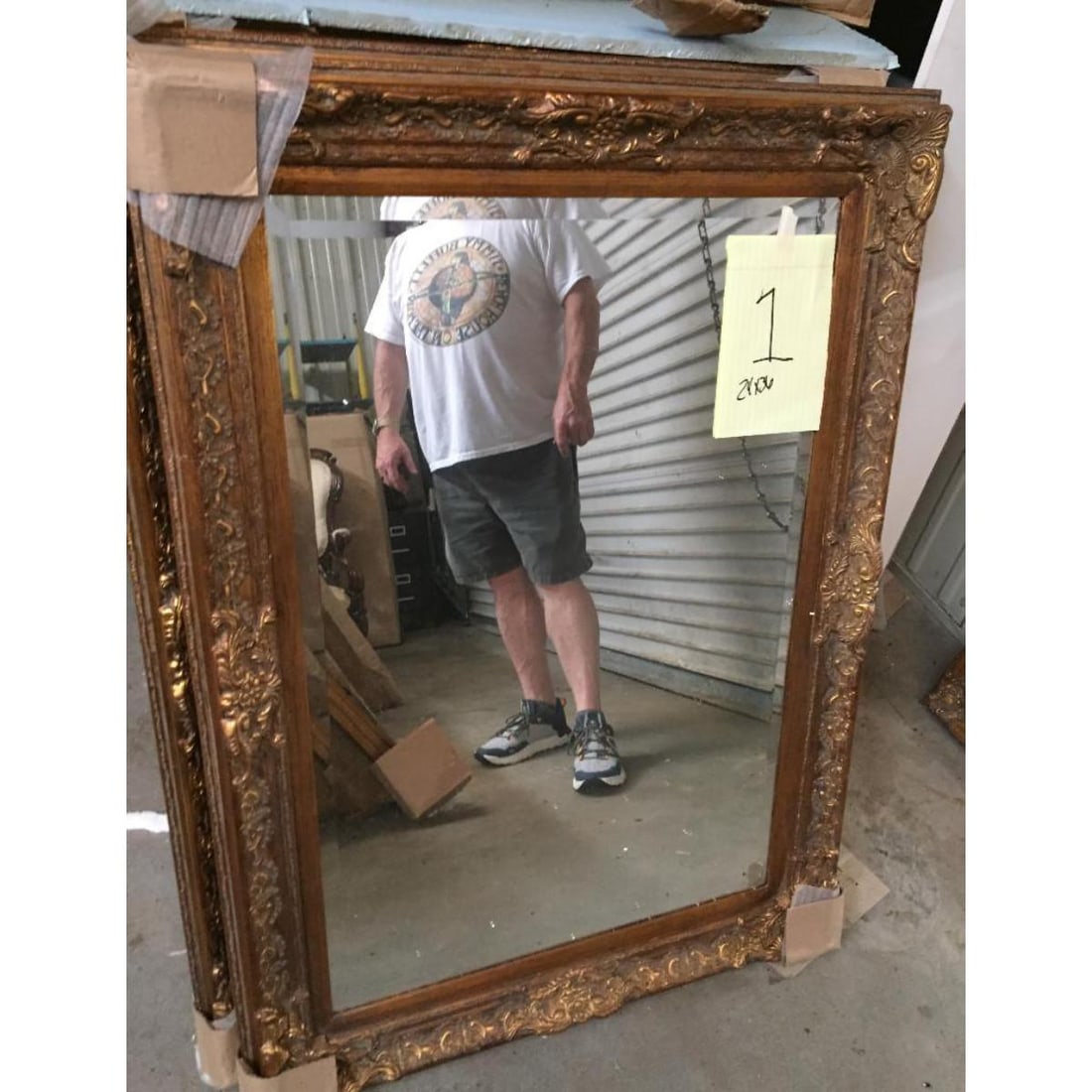 Ornate Gilt Wood Beveled Mirror (1 of 2)