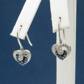 Diamond Sterling Heart Earrings