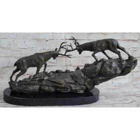 After Barye, Fighting Stags Bronze Sculpture