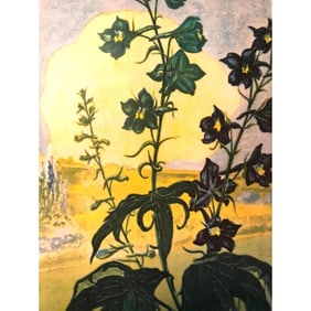1920s Delphinium Color Lithograph Print