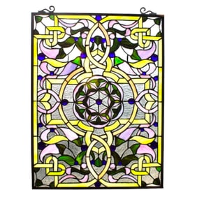 Victorian Style Stained Art Glass Hanging Panel