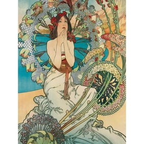 After Mucha, Monaco Monte Carlo Ceramic Art Tile