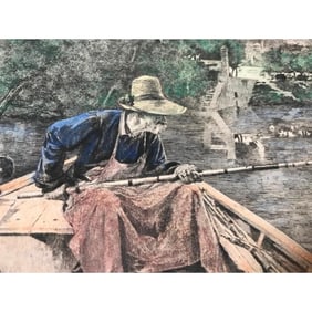 19thc French Intaglio Etching, The Angler