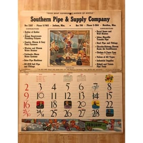 Mid Century 1955 Calendar, Southern Pipe Supply Company