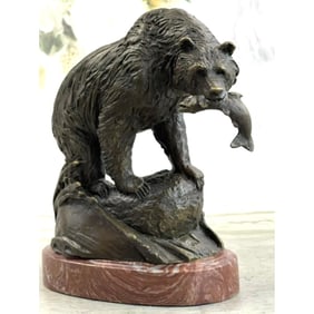 Signed Bronze Bear Sculpture
