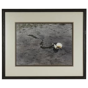 20thc Signed Beach Coastal Scene Watercolor, Low Tide