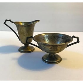 Art Deco Pair, Van Bergh Silverplate Creamer, Sugar