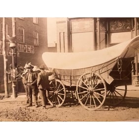 19thc Albumin Photo, Prarie Schooner Ashville, North Carolina