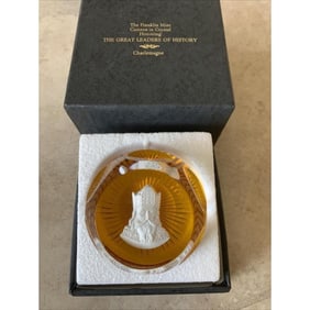 Collector Cameo Crystal Paperweight, Charlemagne