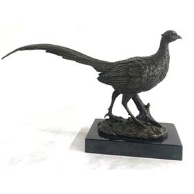 Bronze Pheasant Hunting Lodge Sculpture