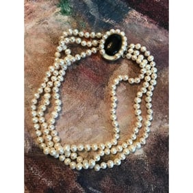 Triple Strand Cultured Pearl Necklace
