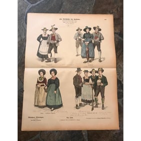 Rare 19thc Handcolored Costume Plates, Austria, Tyrol