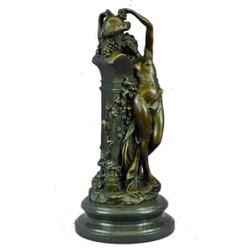 Classical Maiden With Grapes Bronze Sculpture