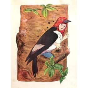 1914 Children's Book Illustration, The Woodpecker