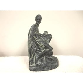 Vintage Metal Statue, Bookend, Roman Classical Man