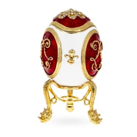 Royal Russian Fleur de Lis Trinket Box Egg