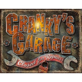 Cranky's Garage Metal Pub Bar Sign
