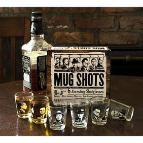 Set of Gangster Mug Shots Novelty Shotglasses