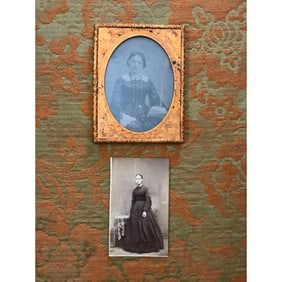 Pair of 19thc Photographs of Women, Ambrotype, Carte de Visite