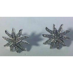 Vintage White Sapphire Sterling Silver Starburst Earrings