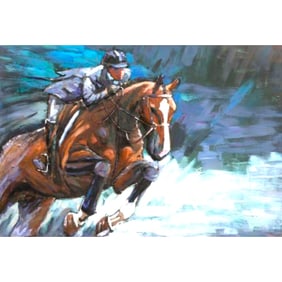 Mixed Media 3D Equestrian Sports Metal Painting