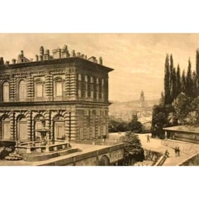 19thc Engraving, Pitti Palace, Florence Italy