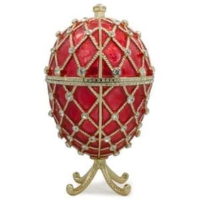 Russian Royal Trellis Jeweled Trinket Box Egg