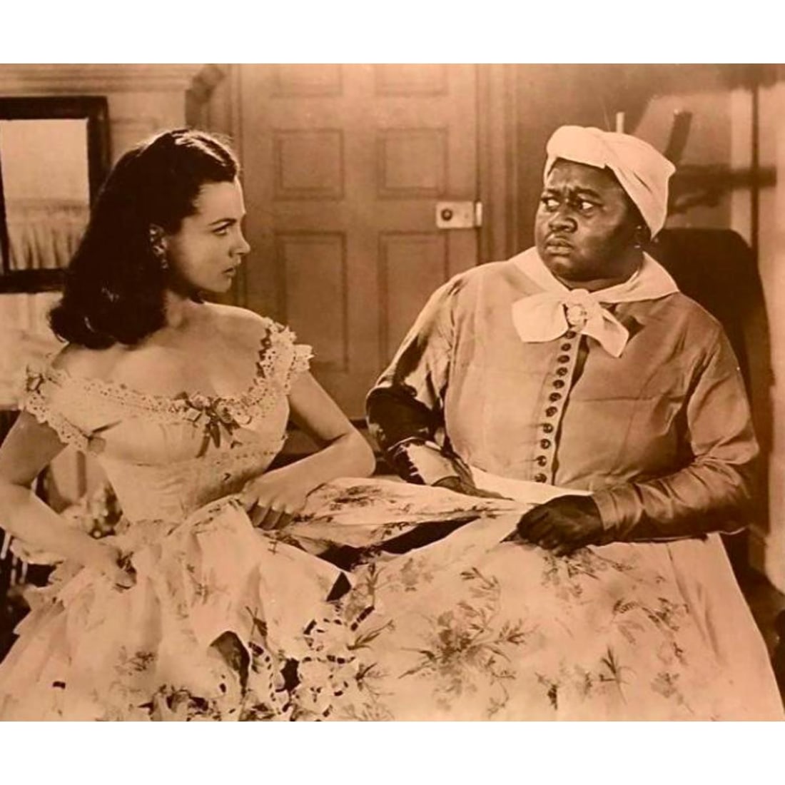 Gone With The Wind, Scarlett, Mammy Photo Print: Movie still, Scarlett & Mammy from Gone With The Wind, sepia-tone photo print. Created in the early 1990s for The American Heritage Galleries. Printed on card stock, in original packaging. 8 x 10"