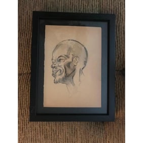 Head of A Man Gouache Painting