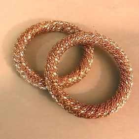 Pair of Modern Woven Gold Plated Bangles