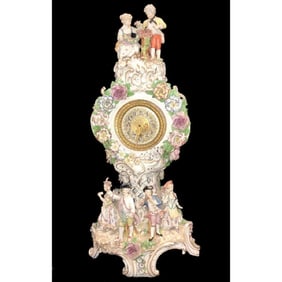 19thc German Dresden Porcelain Mantle Clock