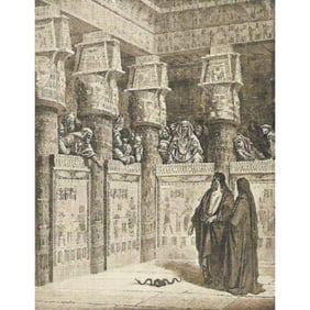 Early 1900's Half-tone Print, #584H Moses Before Pharaoh
