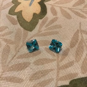 Matched Set, 6ctw Pair Asscher Cut Blue Diamond Simulants